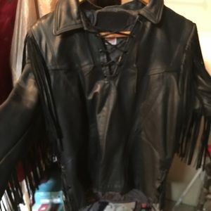 Leather Pullover Jacket Size L